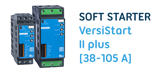 The 2-phase soft starter VersiStart II plus (38 – 105A) – the robust and efficient soft starter with high maximum switching frequency