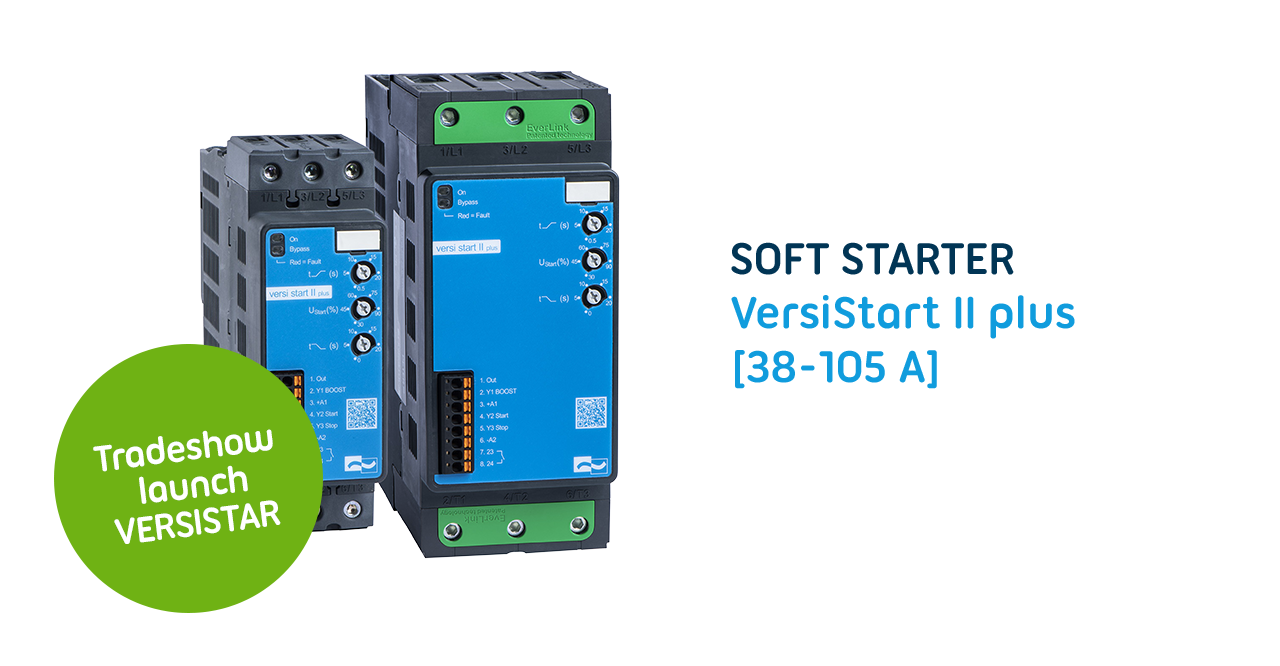 The 2-phase soft starter VersiStart II plus (38 - 105A) – the robust and efficient soft start device with high maximum switching frequency