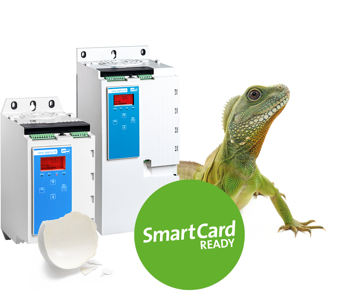 The new softstarter series VersiStart p II/III with smart card for more control have set new standards and have replaced the softstarter series VersiStart i II/III