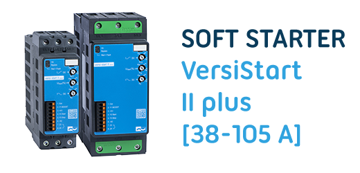 The 2-phase soft starter VersiStart II plus (38 - 105A) – the robust and efficient soft start device with high maximum switching frequency