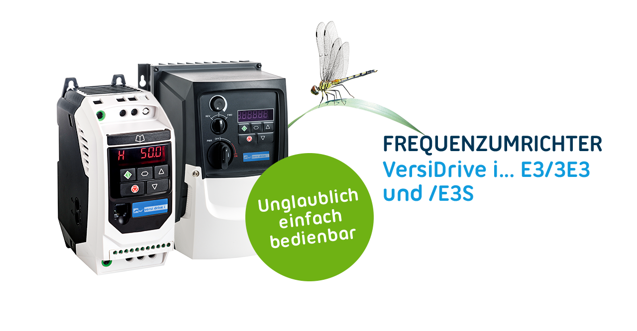 Neue Frequenzumrichter VersiDrive i E3/3E3 und E3S bringen Elektroantriebe energiesparend auf Touren