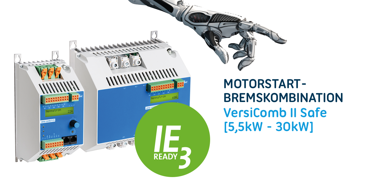 VersiComb II Safe kombiniert Sanftanlauf mit elektronischem Gleichstrom-Bremsgerät für Holzbearbeitungsmaschinen und weitere Anwendungen