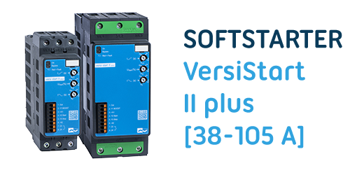Der 2-phasige Softstarter VersiStart II plus (38 - 105A) - das robuste und effiziente Sanftanlaufgerät mit hoher maximaler Schalthäufigkeit